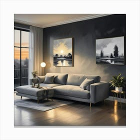 Modern Living Room 6 Canvas Print