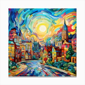 City At Sunset Canvas Print