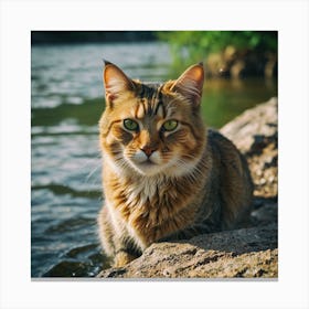 Cat By The River Canvas Print