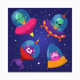 Aliens In Space Canvas Print