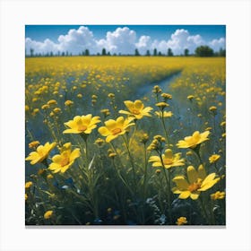 Yellow Flowers In A Field 41 Canvas Print