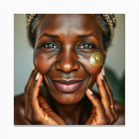 Black woman in her 60s using a beauty balm Canvas Print