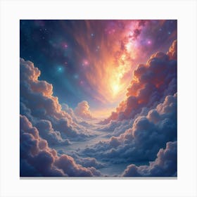 Soul Drifting Through A Surreal Watercolor Galaxy 1 Canvas Print