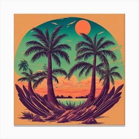 Sunset Palm Trees Canvas Print