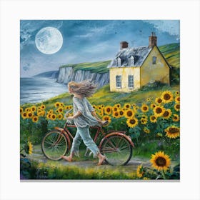 Moonlit Bohemia Whimsical Painting Of A Serene Night Scene (2) Canvas Print