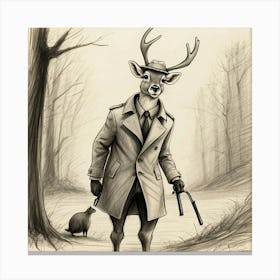 Deer In A Coat 1 Canvas Print