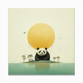 Panda Bear In The Water Canvas Print