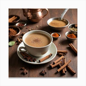 Indian Masala Chai Produce An Image Of A Steaming Cup Of Masala Chai With Spices Like Cinnamon Carda 885357123 Canvas Print