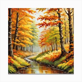 Forest In Autumn In Minimalist Style Square Composition 226 Canvas Print