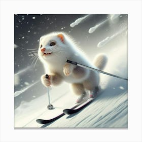 Ferret On Skis Canvas Print