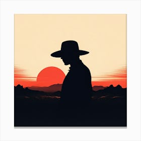 Silhouette Of A Cowboy art print Canvas Print