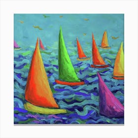 Sailboats In The Ocean Canvas Print