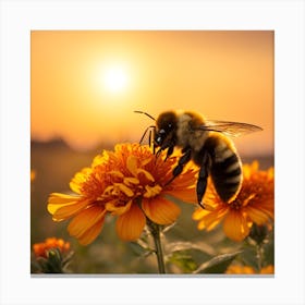 Bee On A Flower 1 Canvas Print