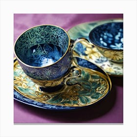 Imagine The Sgraffito Glass Technique On Teacups Canvas Print