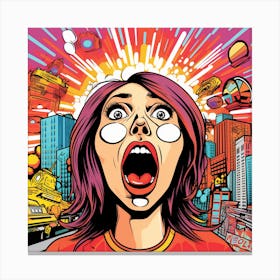 Pop Woman Screaming Canvas Print