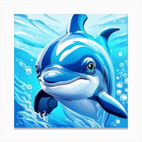 Blue Dolphin In The Water Canvas Print