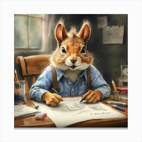 Squirrel At His Desk Canvas Print