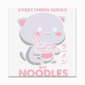 Limited Edition Pastel Goth Ramen Noodle Cat Anime Kawaii Canvas Print