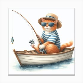 Cat Fishing Canvas Print