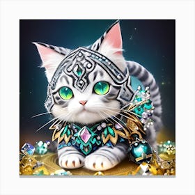 Cat With Jewels 3 Canvas Print