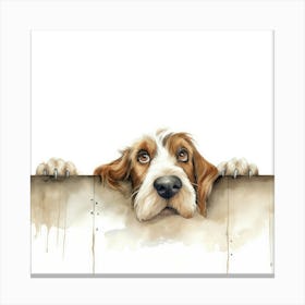 Dog Peeking Over Fence 9 Canvas Print