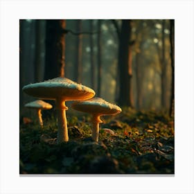 Mushrooms In The Forest 5 Canvas Print