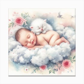 Baby Sleeping On Clouds 2 Canvas Print