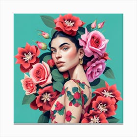Roses And Tattoos Canvas Print