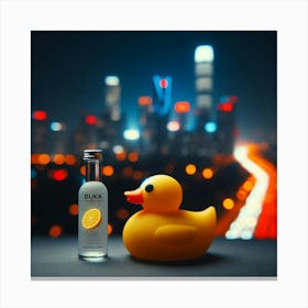 Bottle Of Vodka And Rubber Duck Canvas Print