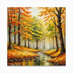 Forest In Autumn In Minimalist Style Square Composition 210 Canvas Print