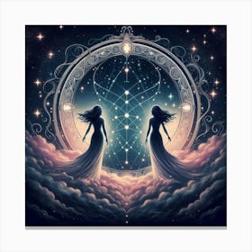 Two Women In The Sky 1 Canvas Print