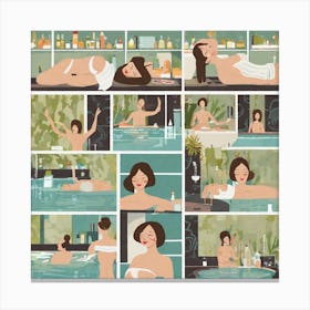 Spa Bathing Woman Canvas Print