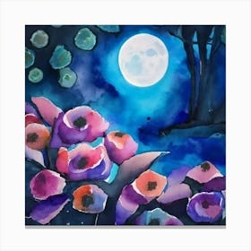 Poppies In The Moonlight Canvas Print