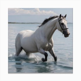 Horse Galloping In The Sea Canvas Print