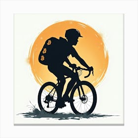 Silhouette Of A Cyclist Canvas Print