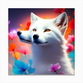 Wolf And Flowers Canvas Print