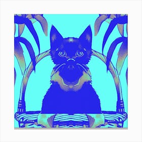 Cats Meow Blue Canvas Print