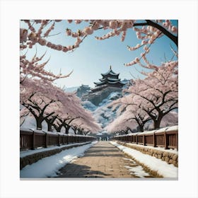 Cherry Blossoms In Winter Canvas Print