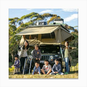 Family Camping In A Tent Canvas Print