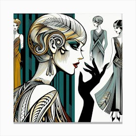Deco Fashion Illustration Canvas Print