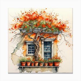 House With A Tree Canvas Print