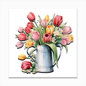 Tulip Harmony Symmetrical Botanical Art Canvas Print