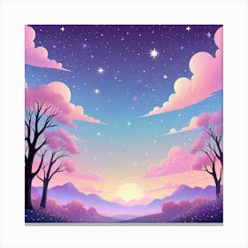 Sky With Twinkling Stars In Pastel Colors Square Composition 69 Canvas Print