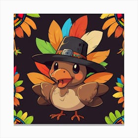 Leonardo Anime Xl A Cartoon Turkey Is Adorned With A Black Pil 1 Canvas Print