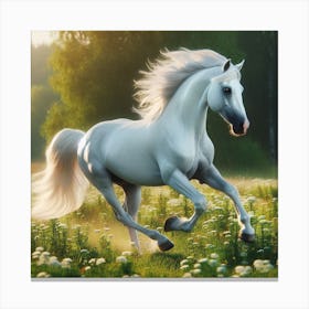 White Horse Running Canvas Print