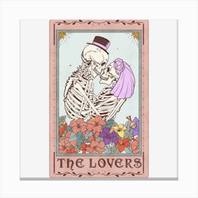 The Lovers Skeleton Tarot Card Canvas Print
