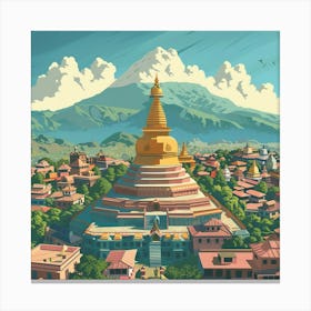 Golden Pagoda 1 Canvas Print