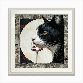 Cat Drinking Wine Canvas Print
