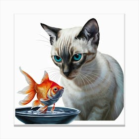 Cat And Goldfish 6 Canvas Print