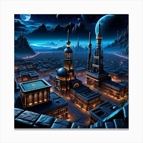 Space City At Night 1 Canvas Print
